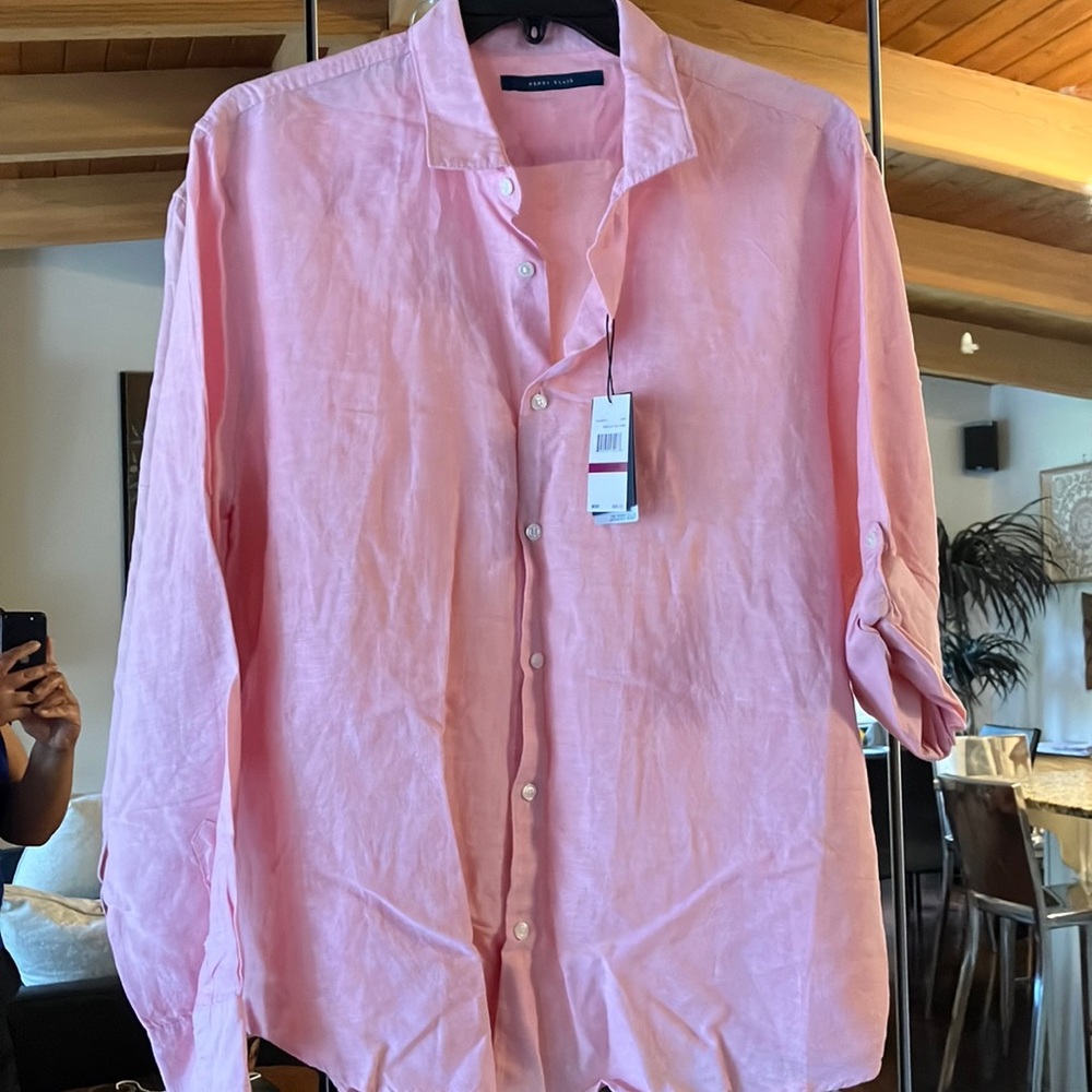 Perry Ellis Men's Pink Button-Up Shirt